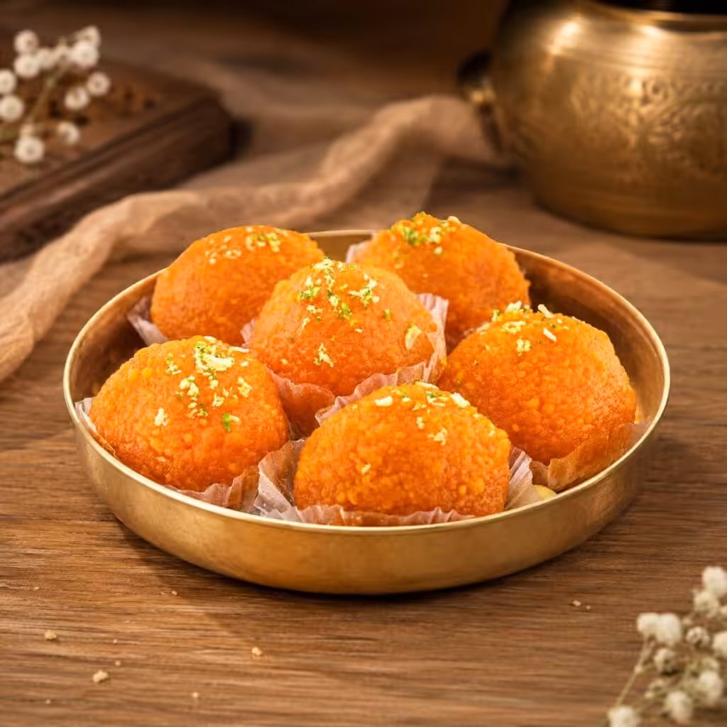 Dilli laddu motichoor style golden orange - Manha Sweets