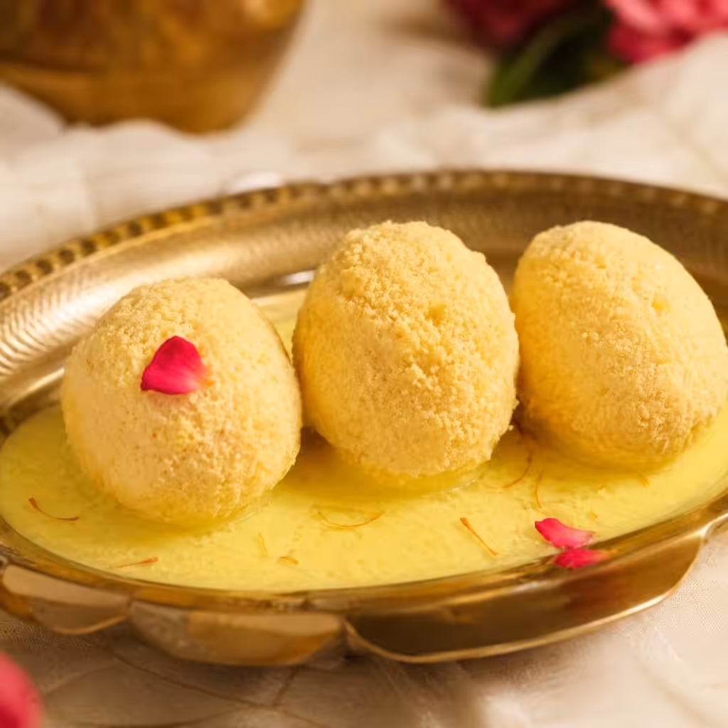 Kheergolla reduced milk balls in saffron milk - Manha Sweets